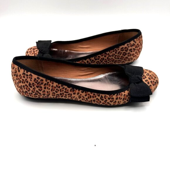 Alfani Leopard Print Ballet Flats Black Bow Womens Cushioned Insole Size 7.5 - Picture 1 of 13